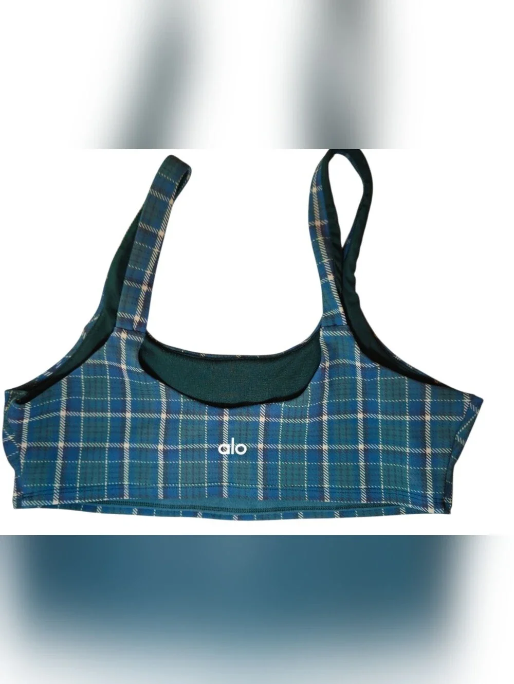 Alo Yoga Occasion Bra Forest Plaid Size Medium